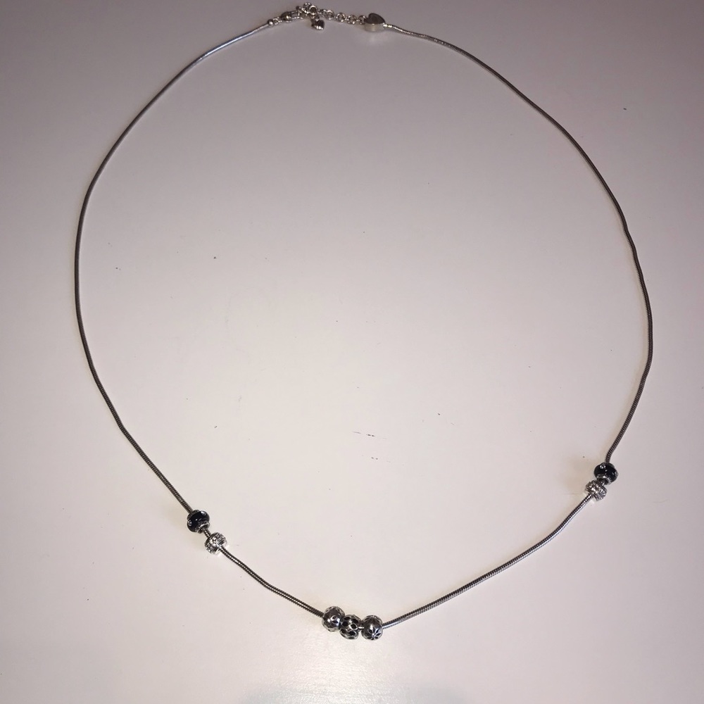 Brighton silver & black necklace with adjustable beads and leangth